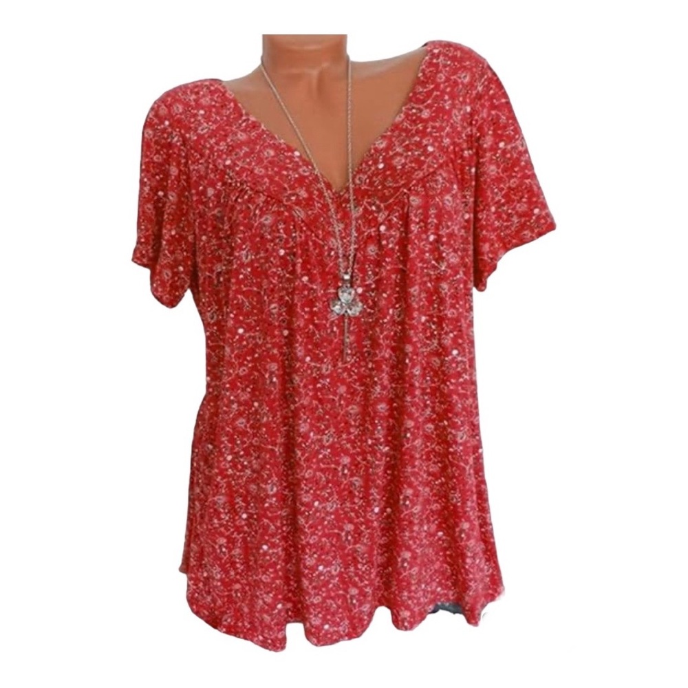 Women Red Floral Top Size XXL New